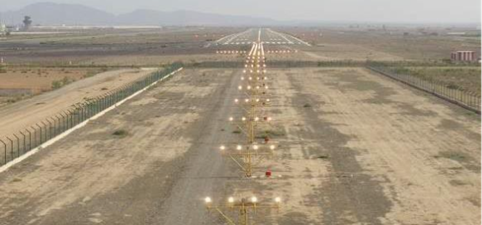 Runway approach lighting in an arid airfield environment