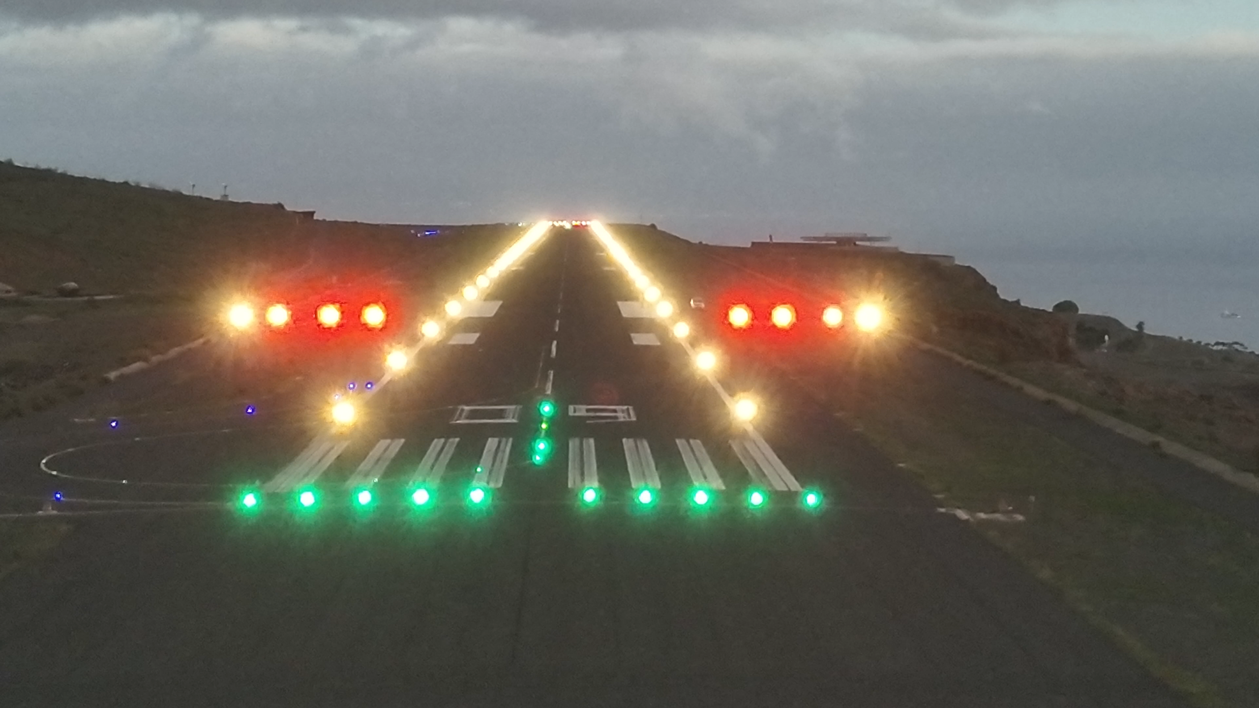Runway and PAPI lights in wet weather