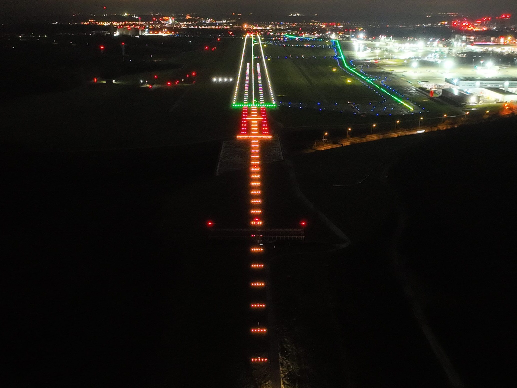 Illuminated approach lighting system during a night inspection