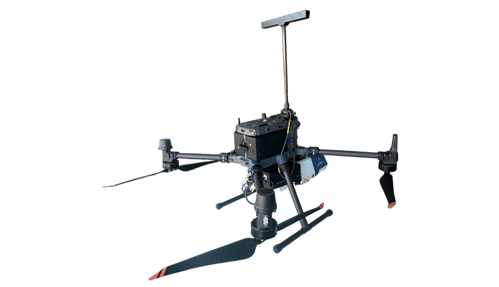 DJI Matrice 350 with antenna and Rohde & Schwarz EVSD1000 receiver