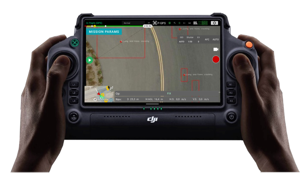 CANARD pavement inspection interface highlighting cracks and pavement distress